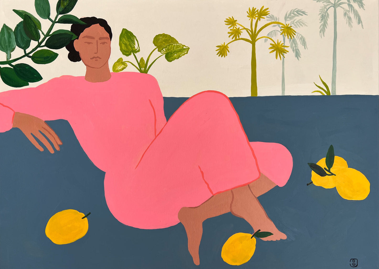 WOMAN WITH LEMONS original painting