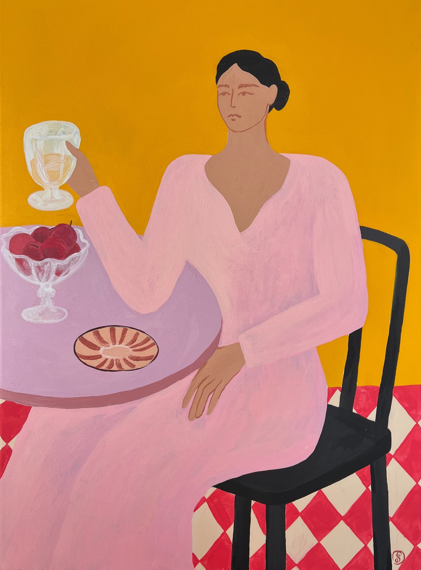 WOMAN WITH PLUMS original painting